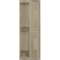 Clean Line Lockers, 2 -tier, Bank of 2, 24" x 12" x 72", Steel, Beige, Rivet (Assembled), Perforated Seaboard Timber Mart