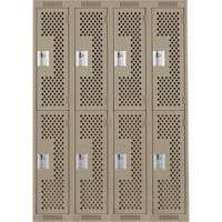 Clean Line Lockers, 2 -tier, Bank of 4, 48" x 15" x 72", Steel, Beige, Rivet (Assembled), Perforated Seaboard Timber Mart