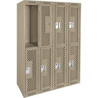 Clean Line Lockers, 2 -tier, Bank of 4, 48" x 15" x 72", Steel, Beige, Rivet (Assembled), Perforated Seaboard Timber Mart