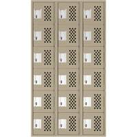 Assembled Lockerettes Clean Line Perforated Economy Lockers, 6 -tier, Bank of 3, 18" x 72" x 12", Steel Seaboard Timber Mart