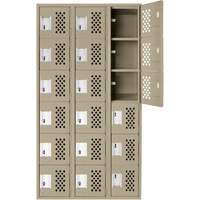 Assembled Lockerettes Clean Line Perforated Economy Lockers, 6 -tier, Bank of 3, 18" x 72" x 12", Steel Seaboard Timber Mart