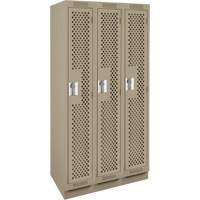 Clean Line Lockers, Bank of 3, 36" x 18" x 76", Steel, Beige, Rivet (Assembled), Perforated Seaboard Timber Mart