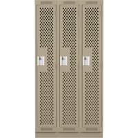 Clean Line Lockers, Bank of 3, 36" x 18" x 76", Steel, Beige, Rivet (Assembled), Perforated Seaboard Timber Mart