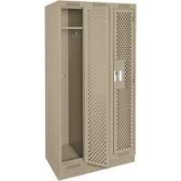 Clean Line Lockers, Bank of 3, 36" x 18" x 76", Steel, Beige, Rivet (Assembled), Perforated Seaboard Timber Mart