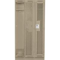 Clean Line Lockers, Bank of 3, 36" x 18" x 76", Steel, Beige, Rivet (Assembled), Perforated Seaboard Timber Mart
