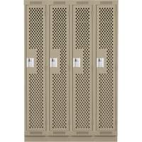 Clean Line Lockers, Bank of 4, 48" x 18" x 76", Steel, Beige, Rivet (Assembled), Perforated Seaboard Timber Mart