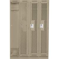 Clean Line Lockers, Bank of 4, 48" x 18" x 76", Steel, Beige, Rivet (Assembled), Perforated Seaboard Timber Mart