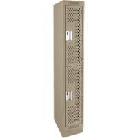 Clean Line Lockers, 2 -tier, 12" x 18" x 76", Steel, Beige, Rivet (Assembled), Perforated Seaboard Timber Mart