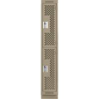 Clean Line Lockers, 2 -tier, 12" x 18" x 76", Steel, Beige, Rivet (Assembled), Perforated Seaboard Timber Mart