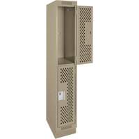 Clean Line Lockers, 2 -tier, 12" x 18" x 76", Steel, Beige, Rivet (Assembled), Perforated Seaboard Timber Mart
