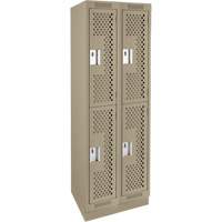 Clean Line Lockers, 2 -tier, Bank of 2, 24" x 18" x 76", Steel, Beige, Rivet (Assembled), Perforated Seaboard Timber Mart