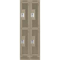 Clean Line Lockers, 2 -tier, Bank of 2, 24" x 18" x 76", Steel, Beige, Rivet (Assembled), Perforated Seaboard Timber Mart