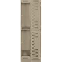 Clean Line Lockers, 2 -tier, Bank of 2, 24" x 18" x 76", Steel, Beige, Rivet (Assembled), Perforated Seaboard Timber Mart