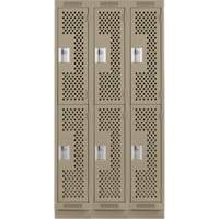 Casiers Clean Line, 2 niveaux, Bloc de 3, 36" x 18" x 76", Acier, Beige, Rivet (assembl&eacute;), Perfor&eacute; Seaboard Timber Mart