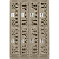 Casiers Clean Line, 2 niveaux, Bloc de 4, 48" x 18" x 76", Acier, Beige, Rivet (assembl&eacute;), Perfor&eacute; Seaboard Timber Mart