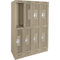 Casiers Clean Line, 2 niveaux, Bloc de 4, 48" x 18" x 76", Acier, Beige, Rivet (assembl&eacute;), Perfor&eacute; Seaboard Timber Mart
