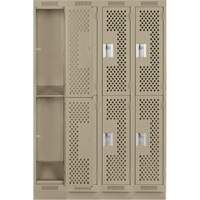 Casiers Clean Line, 2 niveaux, Bloc de 4, 48" x 18" x 76", Acier, Beige, Rivet (assembl&eacute;), Perfor&eacute; Seaboard Timber Mart