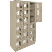 Clean-Line Perforated Lockerette, 6 -tier, Bank of 3, 15" x 72" x 12", Steel Seaboard Timber Mart