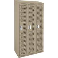 Clean Line Lockers, Bank of 3, 36" x 18" x 78", Steel, Beige, Rivet (Assembled), Perforated Seaboard Timber Mart