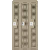 Clean Line Lockers, Bank of 3, 36" x 18" x 78", Steel, Beige, Rivet (Assembled), Perforated Seaboard Timber Mart