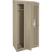 Clean Line Lockers, Bank of 3, 36" x 18" x 78", Steel, Beige, Rivet (Assembled), Perforated Seaboard Timber Mart