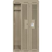 Clean Line Lockers, Bank of 3, 36" x 18" x 78", Steel, Beige, Rivet (Assembled), Perforated Seaboard Timber Mart