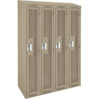Clean Line Lockers, Bank of 4, 48" x 18" x 78", Steel, Beige, Rivet (Assembled), Perforated Seaboard Timber Mart