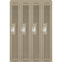 Clean Line Lockers, Bank of 4, 48" x 18" x 78", Steel, Beige, Rivet (Assembled), Perforated Seaboard Timber Mart