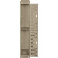 Clean Line Lockers, 2 -tier, 12" x 18" x 78", Steel, Beige, Rivet (Assembled), Perforated Seaboard Timber Mart