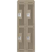 Clean Line Lockers, 2 -tier, Bank of 2, 24" x 18" x 78", Steel, Beige, Rivet (Assembled), Perforated Seaboard Timber Mart