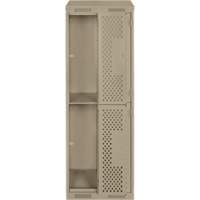 Clean Line Lockers, 2 -tier, Bank of 2, 24" x 18" x 78", Steel, Beige, Rivet (Assembled), Perforated Seaboard Timber Mart