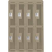Clean Line Lockers, 2 -tier, Bank of 4, 48" x 18" x 78", Steel, Beige, Rivet (Assembled), Perforated Seaboard Timber Mart