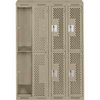 Clean Line Lockers, 2 -tier, Bank of 4, 48" x 18" x 78", Steel, Beige, Rivet (Assembled), Perforated Seaboard Timber Mart