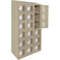 Assembled Lockerettes Clean Line Perforated Economy Lockers, 6 -tier, Bank of 3, 18" x 72" x 12", Steel Seaboard Timber Mart
