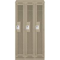 Clean Line Lockers, Bank of 3, 36" x 12" x 82", Steel, Beige, Rivet (Assembled), Perforated Seaboard Timber Mart