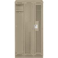 Clean Line Lockers, Bank of 3, 36" x 12" x 82", Steel, Beige, Rivet (Assembled), Perforated Seaboard Timber Mart