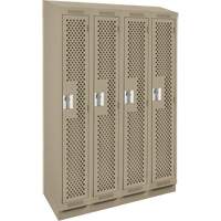 Clean Line Lockers, Bank of 4, 48" x 12" x 82", Steel, Beige, Rivet (Assembled), Perforated Seaboard Timber Mart