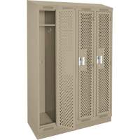 Clean Line Lockers, Bank of 4, 48" x 12" x 82", Steel, Beige, Rivet (Assembled), Perforated Seaboard Timber Mart