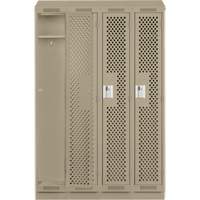 Clean Line Lockers, Bank of 4, 48" x 12" x 82", Steel, Beige, Rivet (Assembled), Perforated Seaboard Timber Mart