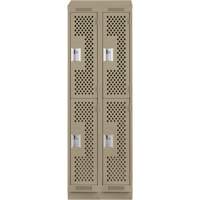 Clean Line Lockers, 2 -tier, Bank of 2, 24" x 15" x 82", Steel, Beige, Rivet (Assembled), Perforated Seaboard Timber Mart