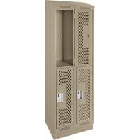 Clean Line Lockers, 2 -tier, Bank of 2, 24" x 15" x 82", Steel, Beige, Rivet (Assembled), Perforated Seaboard Timber Mart