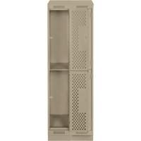 Clean Line Lockers, 2 -tier, Bank of 2, 24" x 15" x 82", Steel, Beige, Rivet (Assembled), Perforated Seaboard Timber Mart
