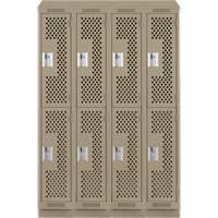 Clean Line Lockers, 2 -tier, Bank of 4, 48" x 15" x 82", Steel, Beige, Rivet (Assembled), Perforated Seaboard Timber Mart