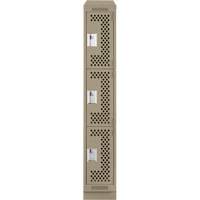 Clean Line Lockers, 3 -tier, 12" x 18" x 82", Steel, Beige, Rivet (Assembled), Perforated Seaboard Timber Mart