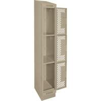 Clean Line Lockers, 3 -tier, 12" x 18" x 82", Steel, Beige, Rivet (Assembled), Perforated Seaboard Timber Mart