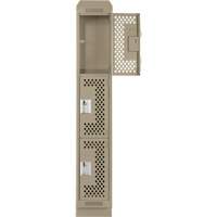 Clean Line Lockers, 3 -tier, 12" x 18" x 82", Steel, Beige, Rivet (Assembled), Perforated Seaboard Timber Mart