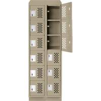 Assembled Lockerettes Clean Line Perforated Economy Lockers, 6 -tier, Bank of 2, 18" x 72" x 12", Steel Seaboard Timber Mart