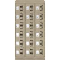Assembled Lockerettes Clean Line Perforated Economy Lockers, 6 -tier, Bank of 3, 18" x 72" x 12", Steel Seaboard Timber Mart