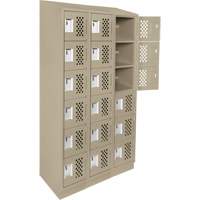 Assembled Lockerettes Clean Line Perforated Economy Lockers, 6 -tier, Bank of 3, 18" x 72" x 12", Steel Seaboard Timber Mart