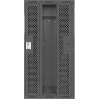 Clean Line Lockers, Bank of 3, 36" x 15" x 72", Steel, Charcoal, Rivet (Assembled), Perforated Seaboard Timber Mart